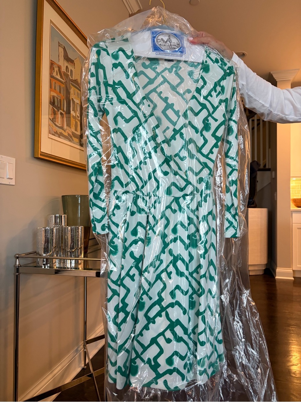 Green Chain-Print Long Sleeve Dress - Brand: French Connection